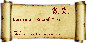 Weninger Koppány névjegykártya